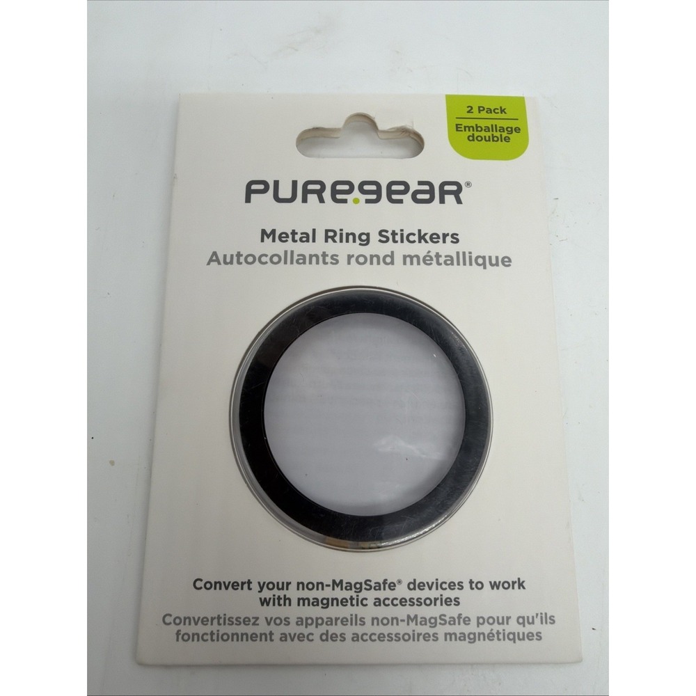 2 Pack PureGear Magnetic Ring Stickers for iPhone 8 & Later Models - Black